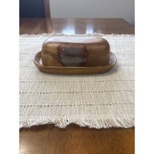 Sango "Splash Brown" Covered Butter Dish